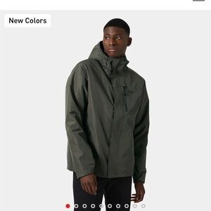 Helly Hansen Men's Olive Green Waterproof Hooded Raincoat